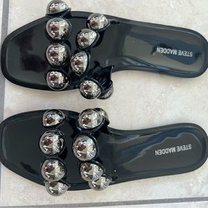 Sandals, black and silver
